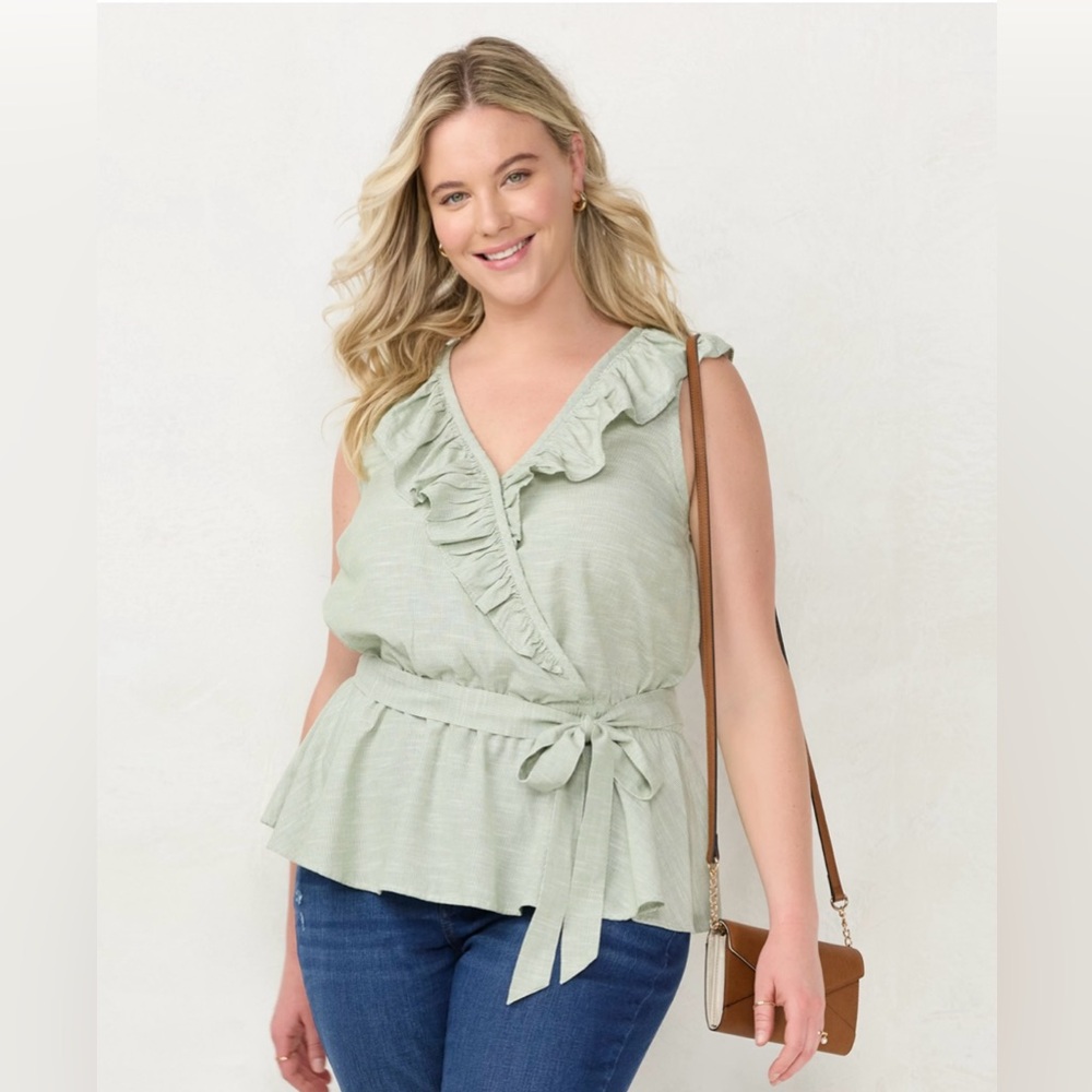 LC Lauren Conrad Sage Ruffle Wrap Blouse